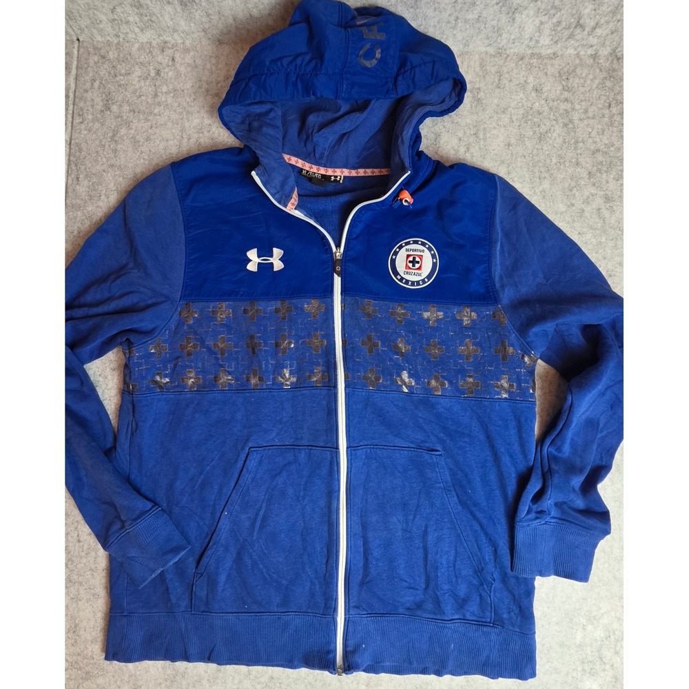 Under Armour Cruz Azul Liga MX Soccer Full Zip Hoodie Blue Mens XL Jacket